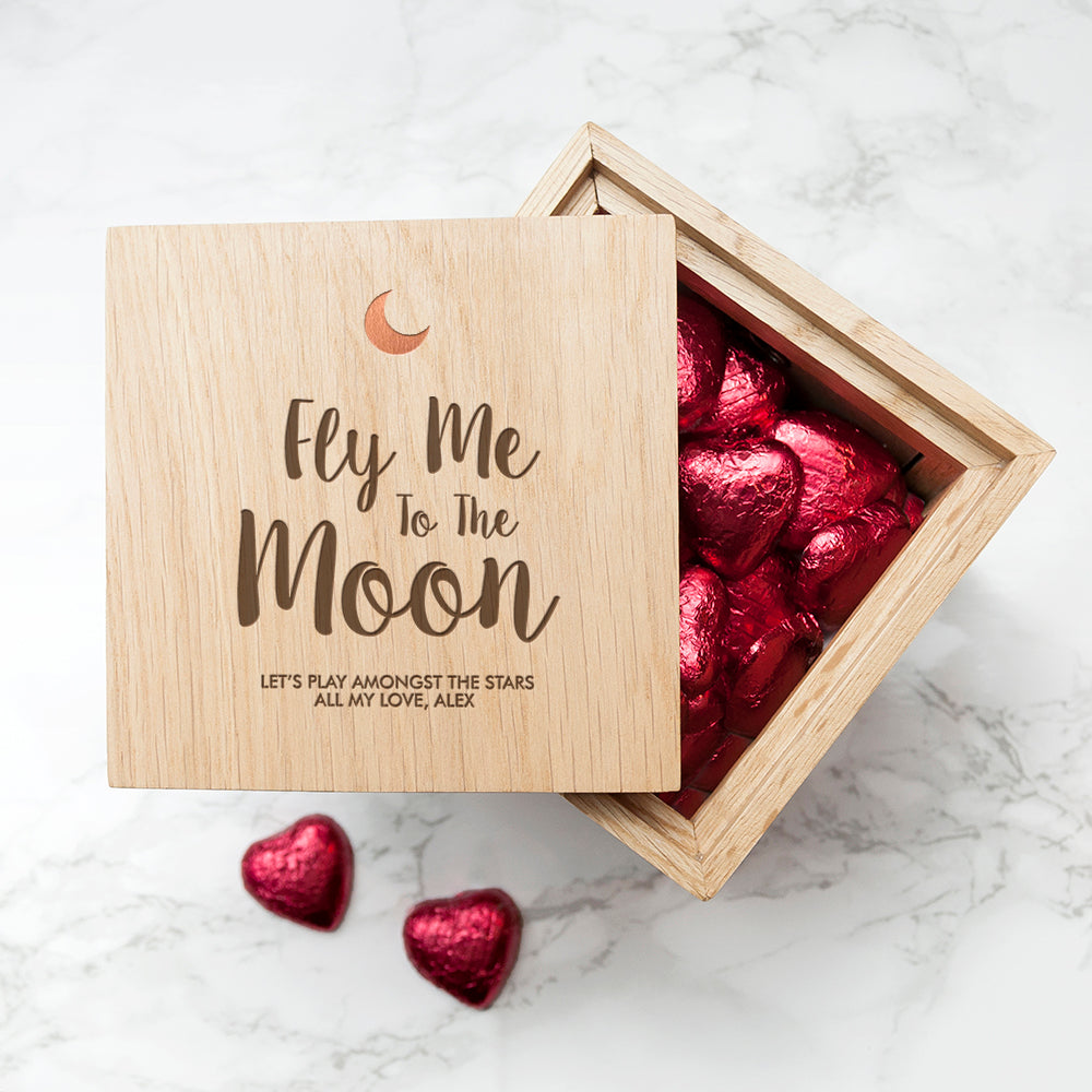 Personalised Personalised Fly Me To The Moon Oak Photo Cube