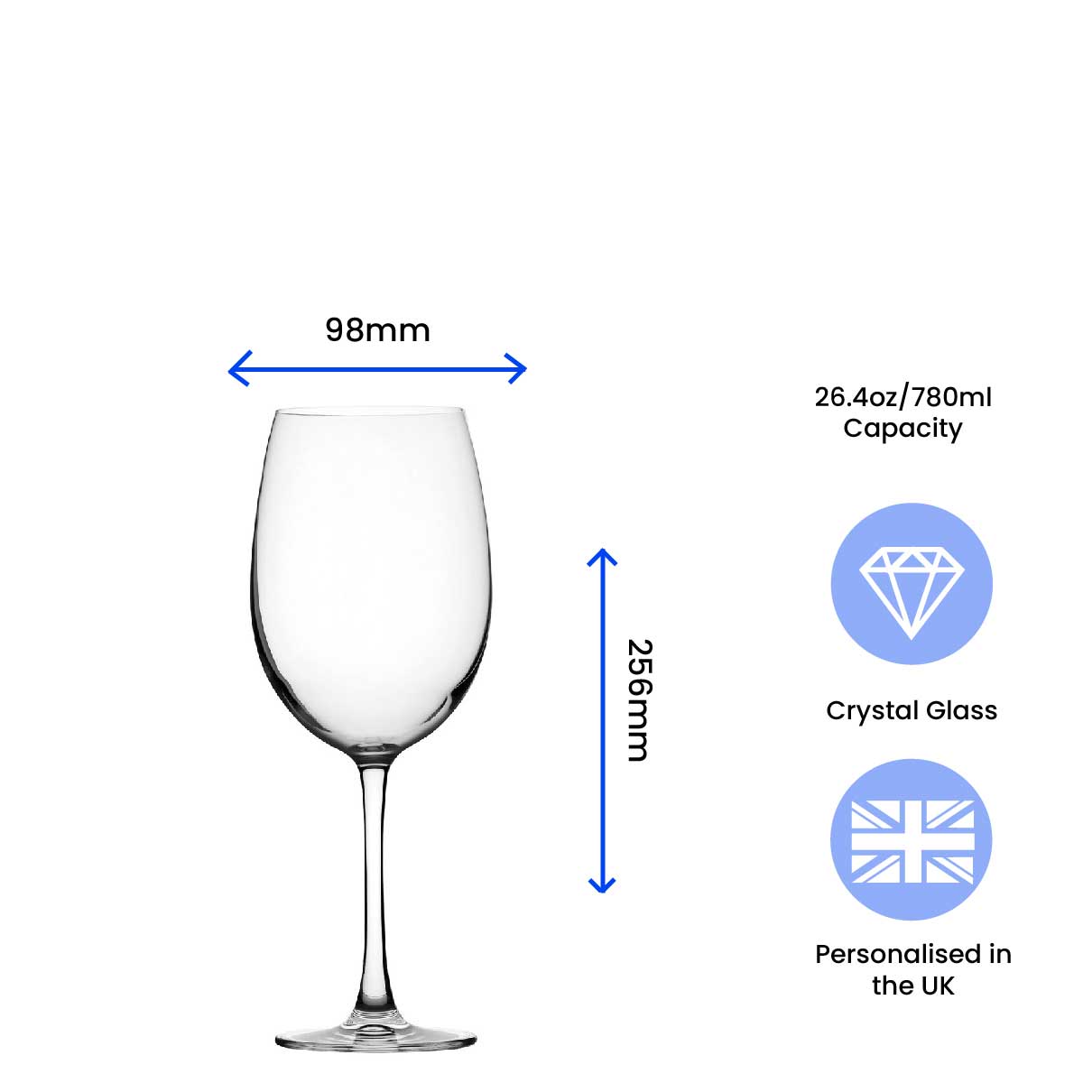 Engraved Giant Wine Glass, Can Hold 1 Bottle of Wine