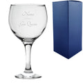 Engraved Gin Balloon Cocktail Glass with The Gin Queen Design, Personalise with Any Name