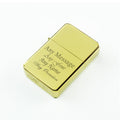 Engraved Gold Painted Lighter, Add Any Comes with Message, Metal Tin Gift Box