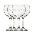 Engraved Horse Pattern Gin Balloon Set of 4 22.5oz Glasses
