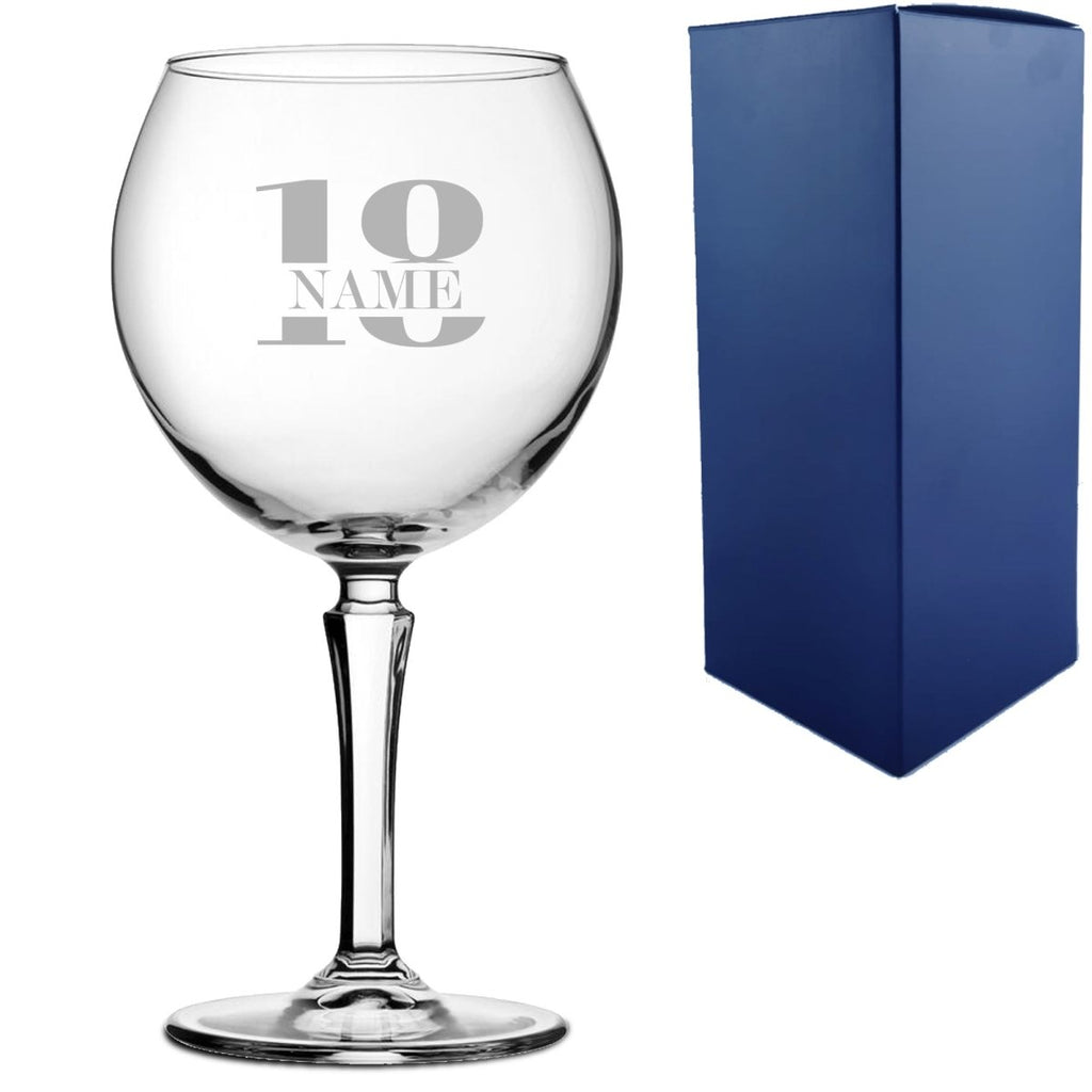Engraved Hudson Gin Balloon Cocktail Glass with Name in 18 Design