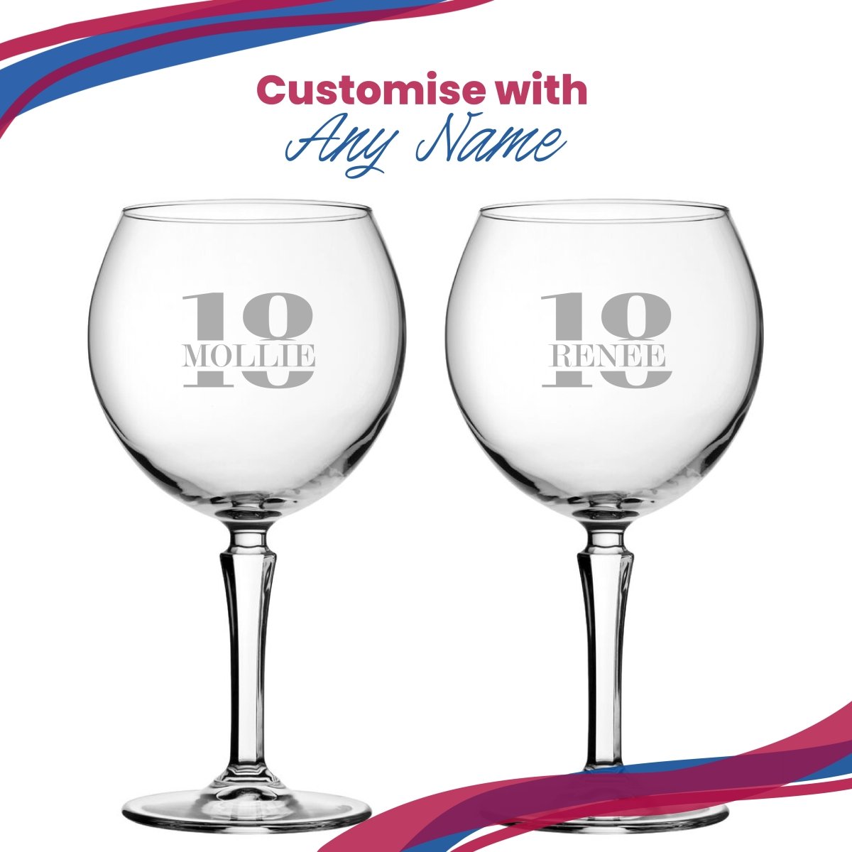 Engraved Hudson Gin Balloon Cocktail Glass with Name in 18 Design
