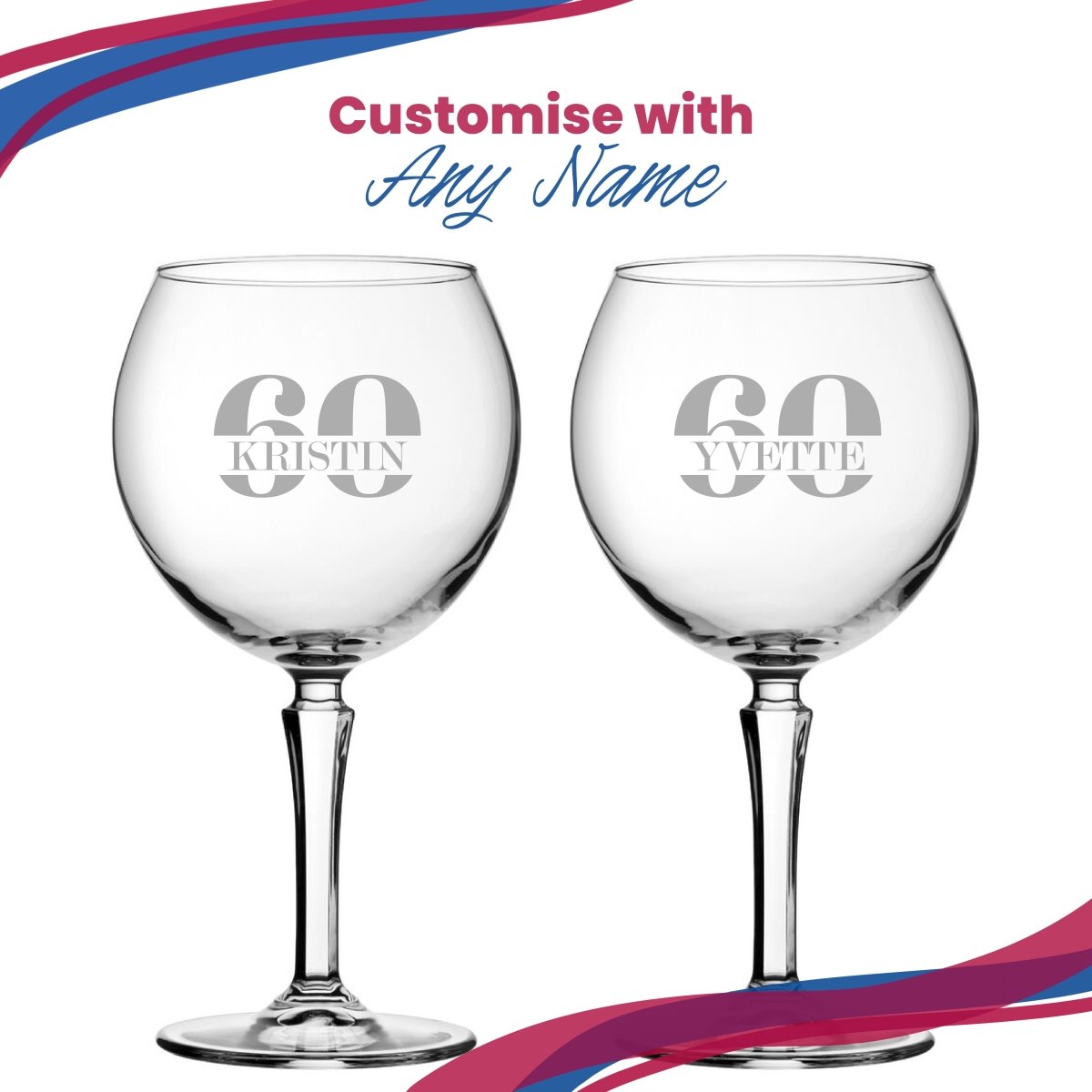 Engraved Hudson Gin Balloon Cocktail Glass with Name in 60 Design