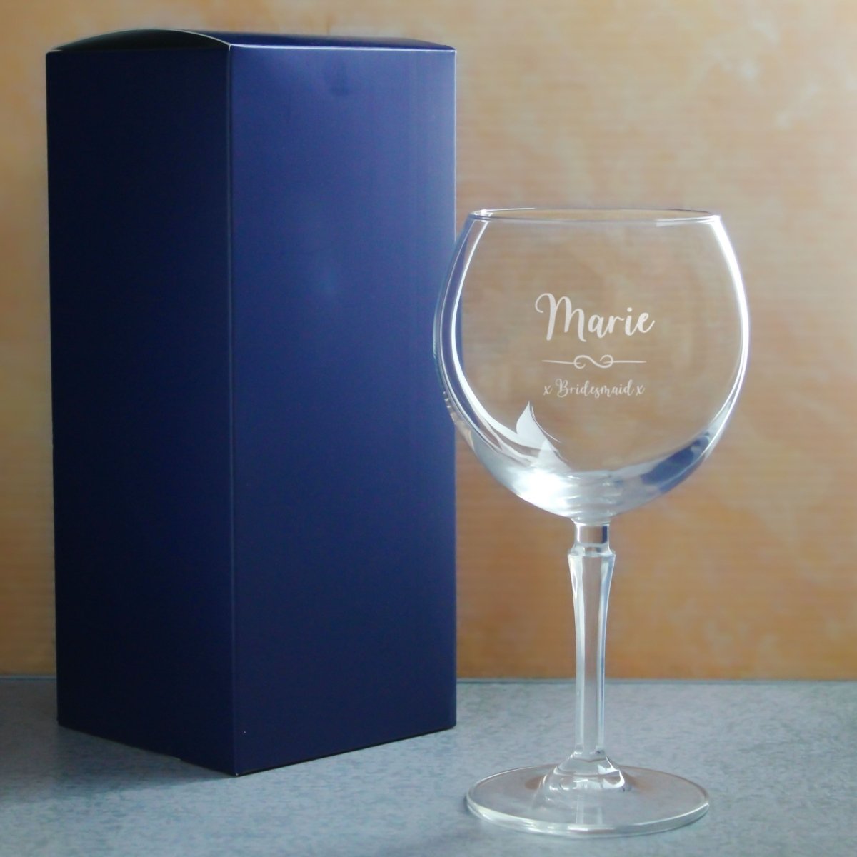 Engraved Hudson Gin Balloon with Flourish Design, Personalise with Any Name and Message