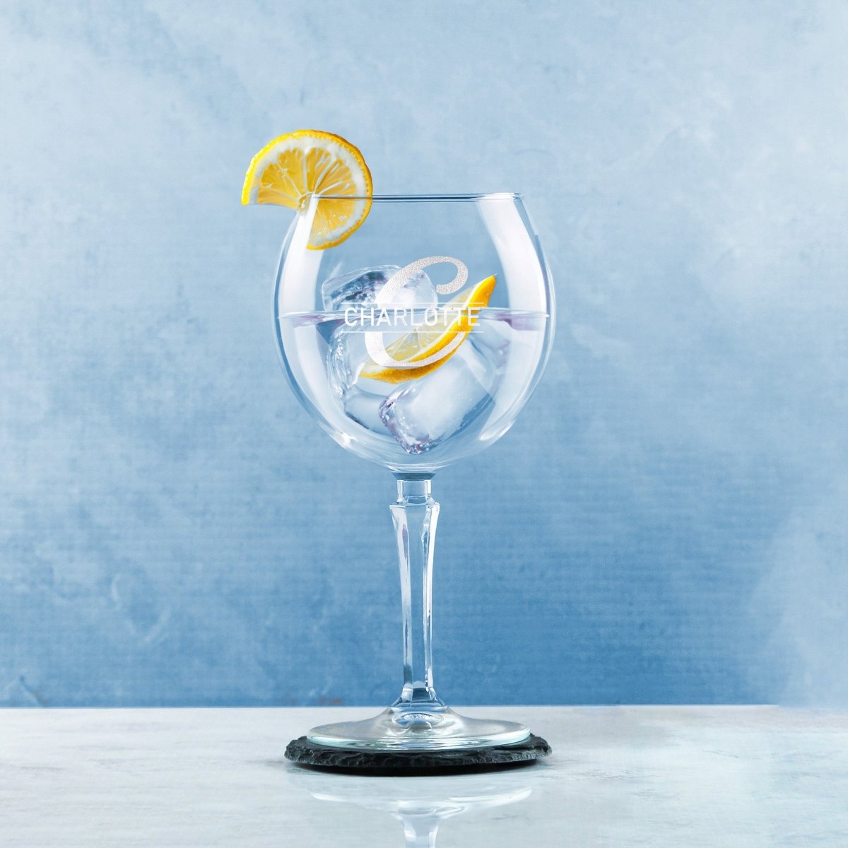 Engraved Hudson Gin Glass, Initial and Name, 650ml, Italic Font