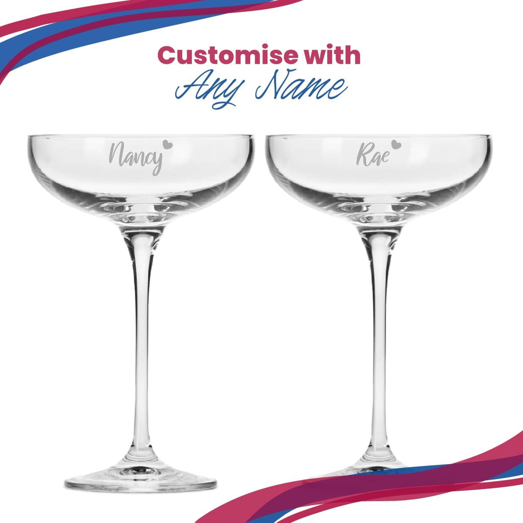 Engraved Infinity Cocktail Saucer with Name with Heart Design, Personalise with Any Name