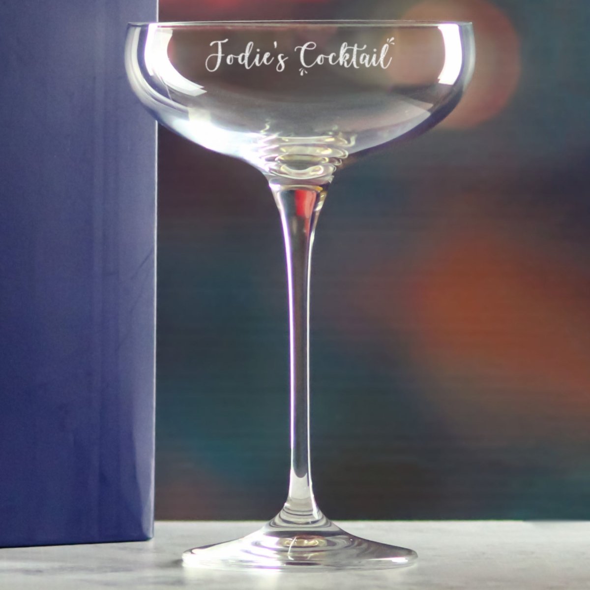 Engraved Infinity Cocktail Saucer with Name's Cocktail Design, Personalise with Any Name