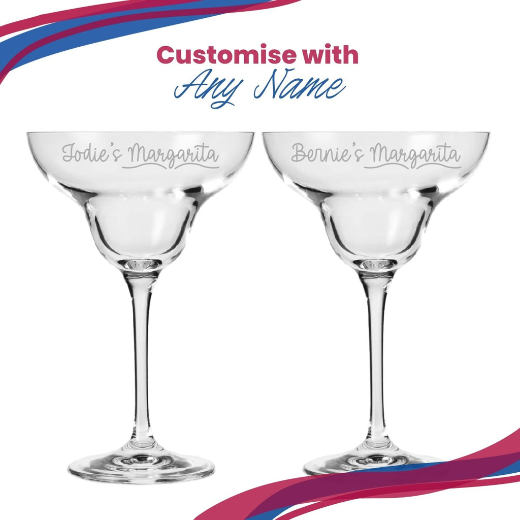 Engraved Infinity Margarita Cocktail Glass with Name's Margarita Design, Personalise with Any Name