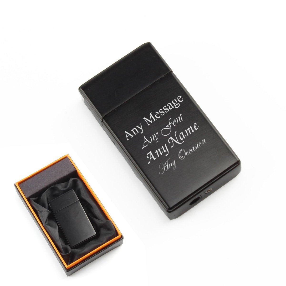 Engraved Jet Gas Lighter Black Any Message Gift Boxed