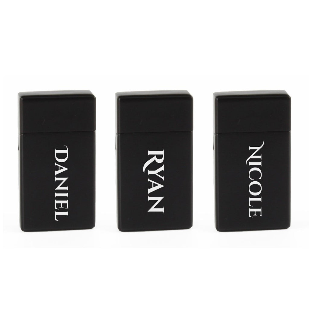 Engraved Jet Gas Lighter Black Any Name Gift Boxed