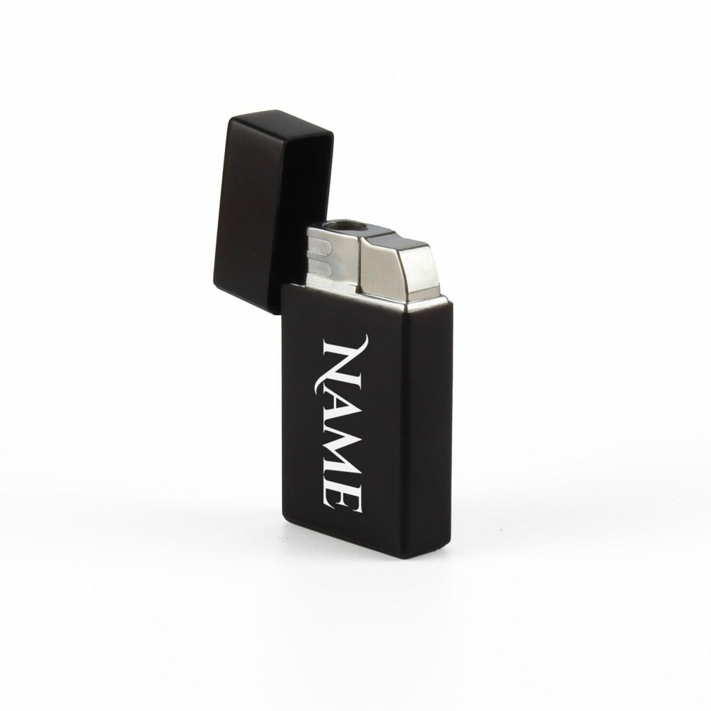 Engraved Jet Gas Lighter Black Any Name Gift Boxed