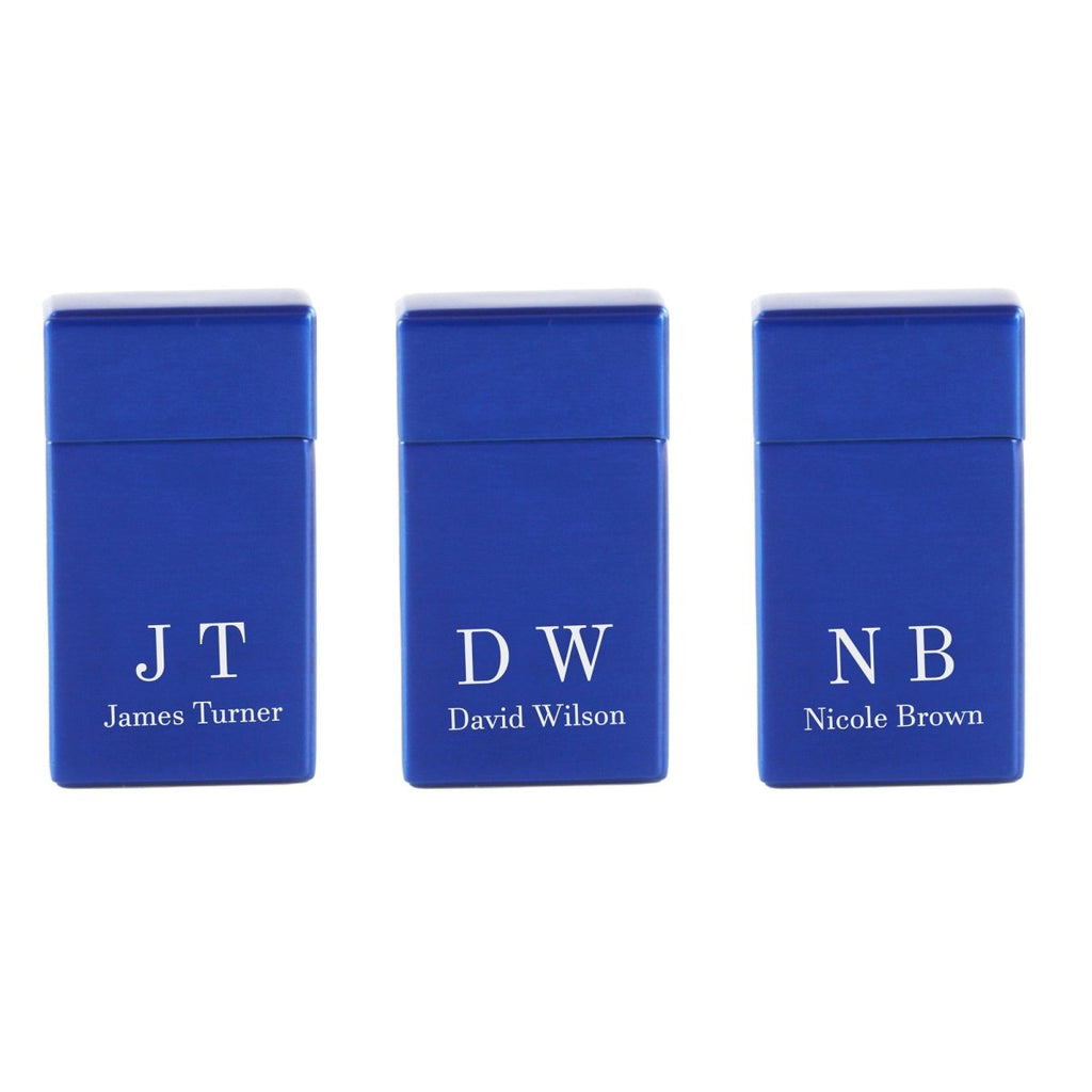 Engraved Jet Gas Lighter Blue Initials Gift Boxed