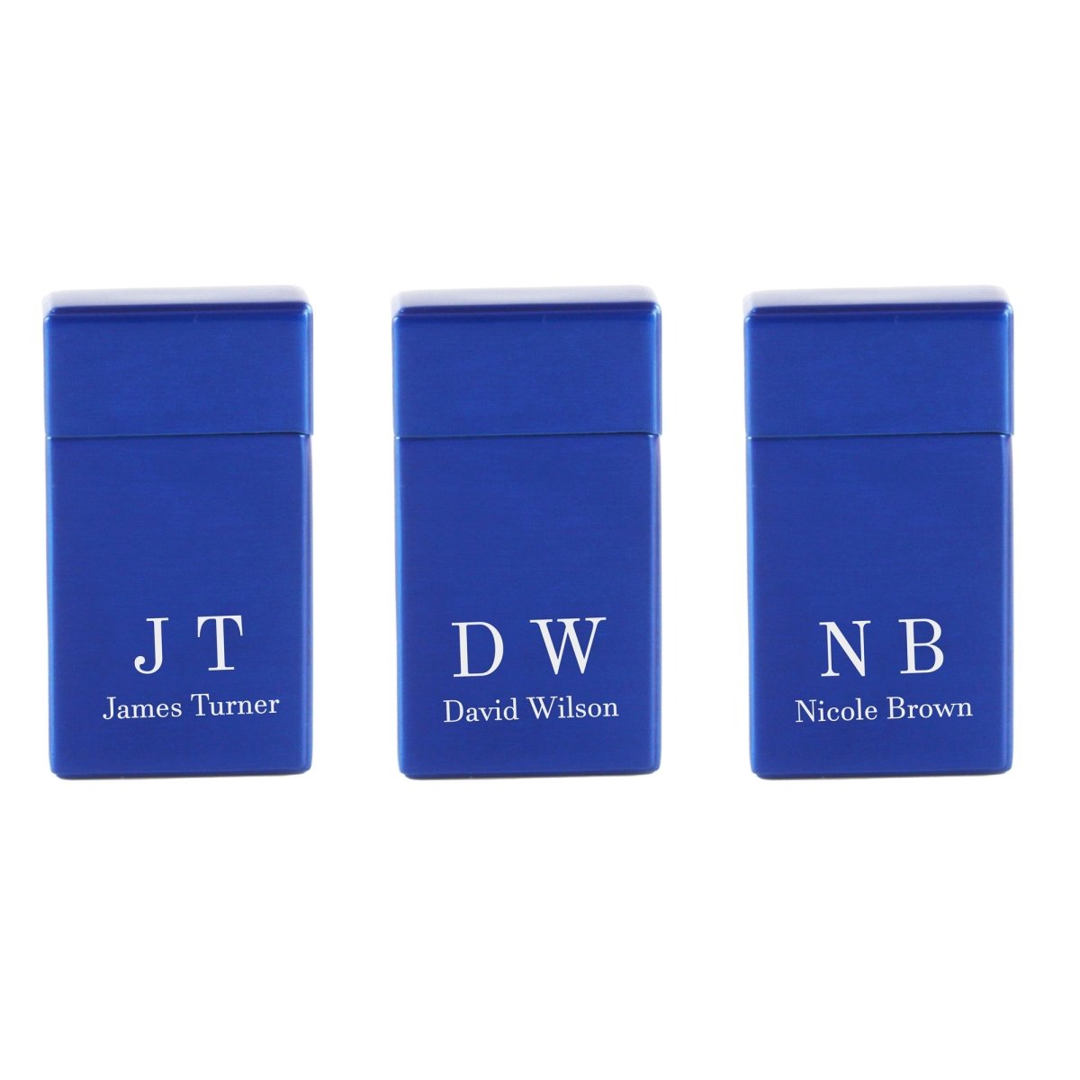 Engraved Jet Gas Lighter Blue Initials Gift Boxed