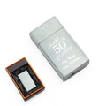 Engraved Jet Gas Lighter Silver Happy 50th Birthday Gift Boxed