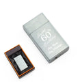 Engraved Jet Gas Lighter Silver Happy 60th Birthday Gift Boxed