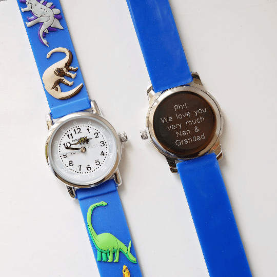 Engraved Kids 3D Dinosaur Watch - Blue