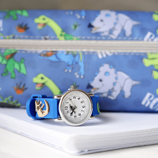 Engraved Kids 3D Dinosaur Watch - Blue