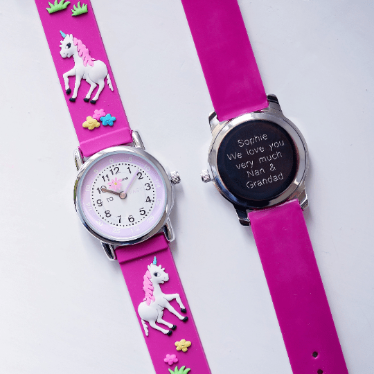 Engraved Kids 3D Unicorn Watch - Pink