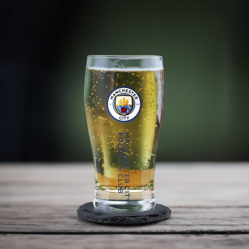 Engraved Manchester City 20oz Tulip Pint Glass, Gift Boxed