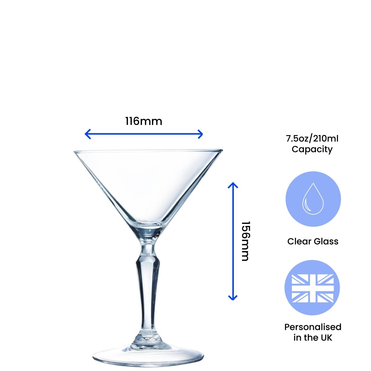 Engraved Monti Martini Cocktail Glass, Personalise with Any Name or Message