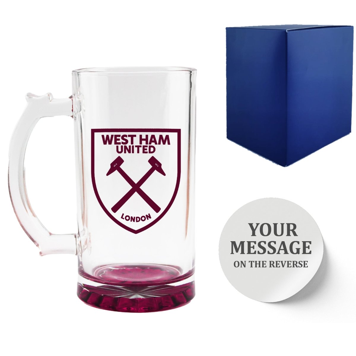 Engraved Official West Ham 20oz Beer Mug, Gift Boxed