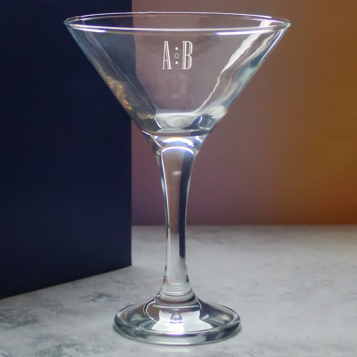 Engraved Petite Martini Cocktail Glass with Initials Design, Personalise with Any Name