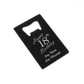 Engraved Portable Wallet Card Bottle Opener Black Happy 18th Birthday