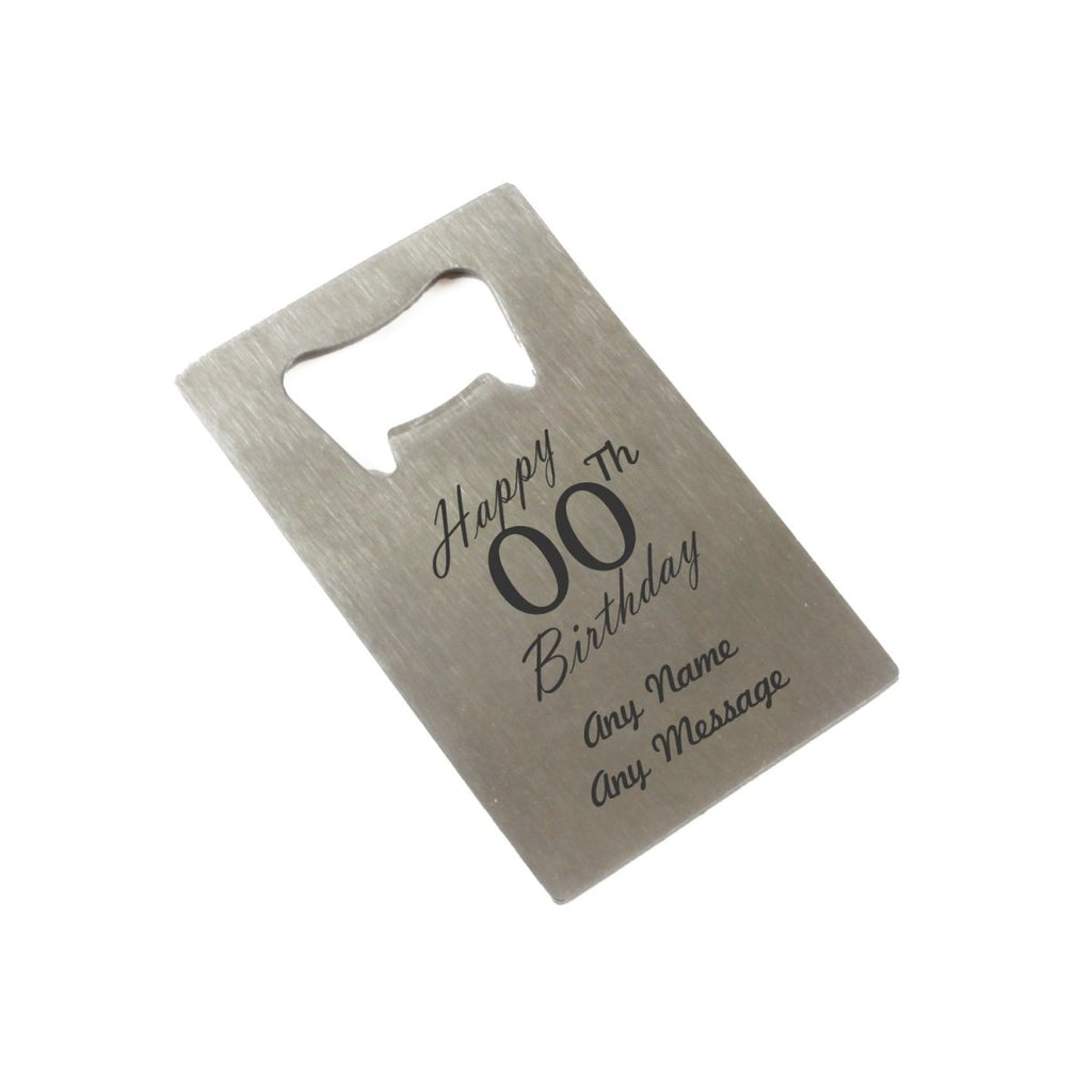 Engraved Portable Wallet Card Bottle Opener Steel Happy Custom Number Birthday