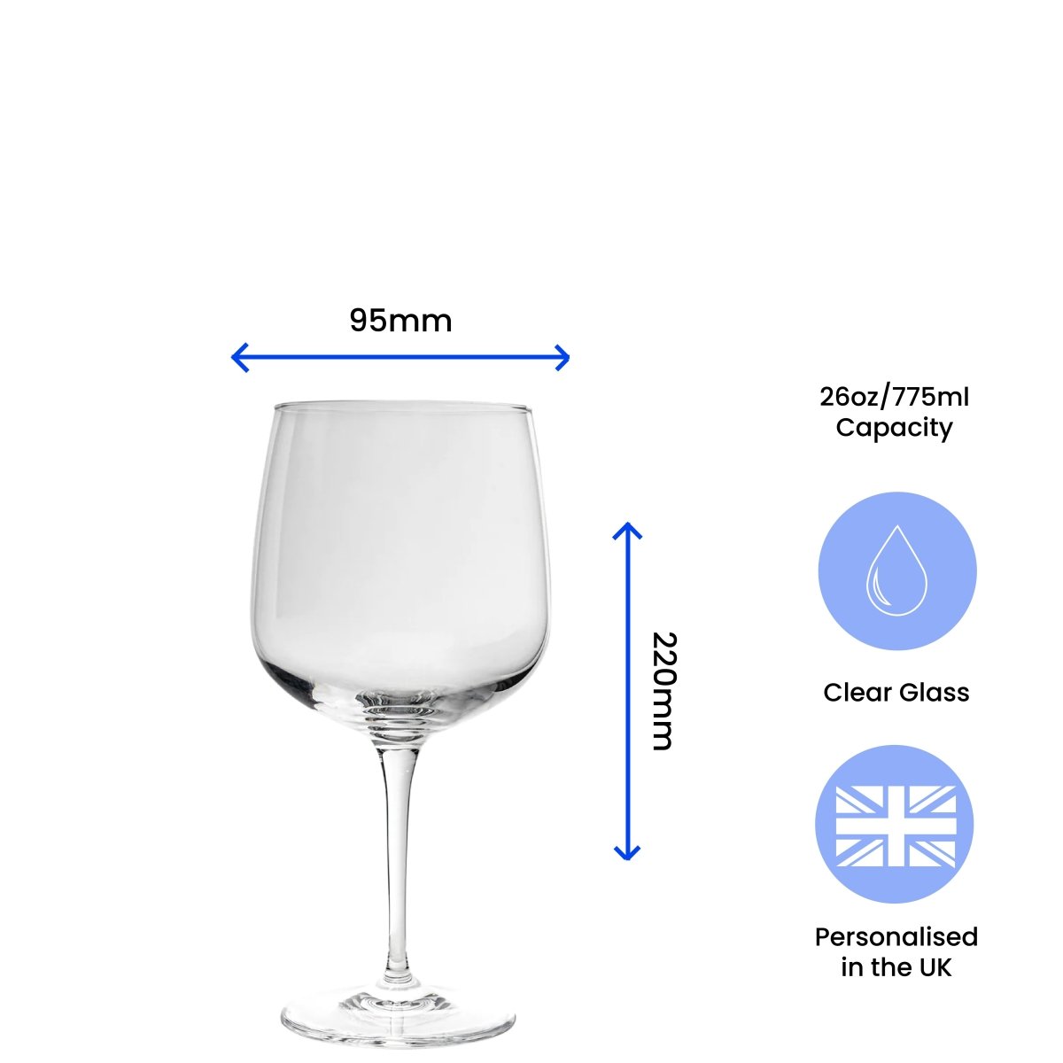 Engraved Premium Gin Balloon Cocktail Glass, Personalise with Any Name or Message