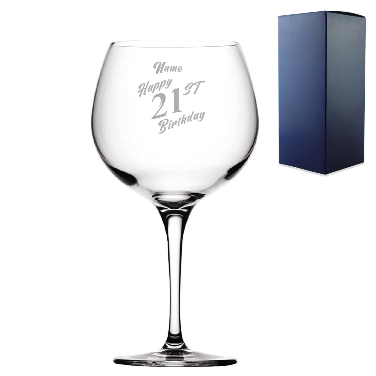 Engraved  Primeur Balloon Happy 21st Birthday Slanted Design Gift Boxed