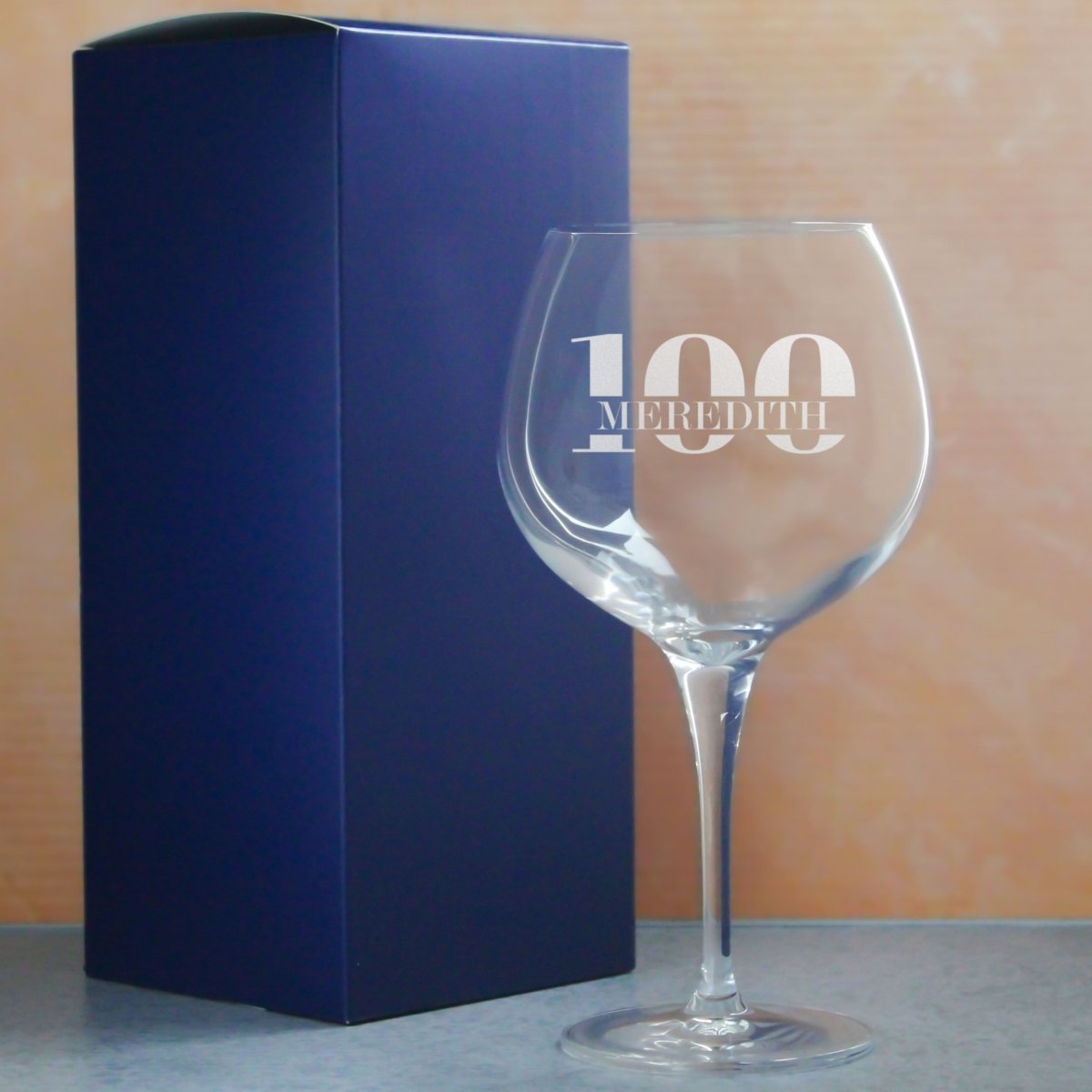 Engraved Primeur Gin Balloon Cocktail Glass with Name in 100 Design