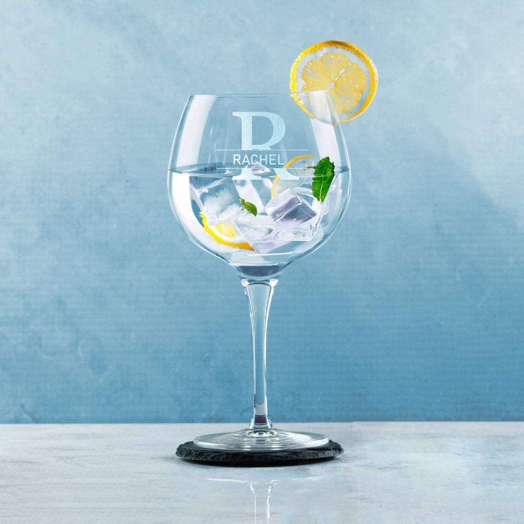 Engraved Primeur Gin Glass, Initial and Name, 680ml, Classic Font