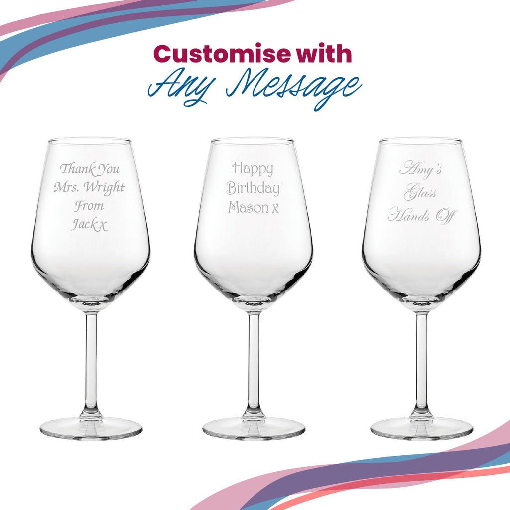 Engraved Red Wine Glass, Allegra 490ml Glass, Gift Boxed