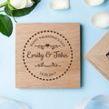 Personalised Personalised Romantic Heart Frame Oak Photo Cube