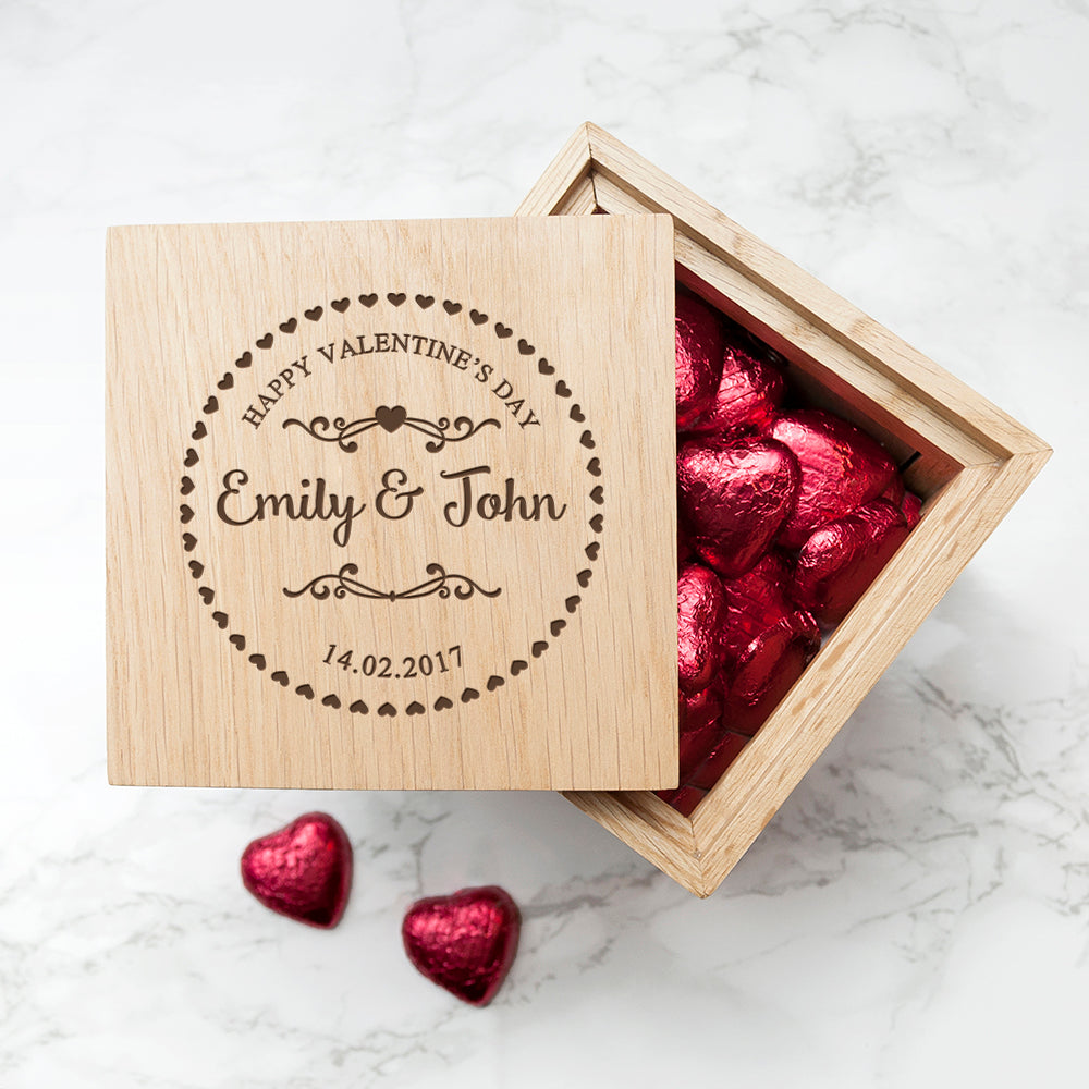 Personalised Personalised Romantic Heart Frame Oak Photo Cube