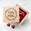 Personalised Personalised Romantic Wreath Frame Oak Photo Cube