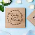 Personalised Personalised Romantic Wreath Frame Oak Photo Cube