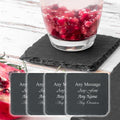 Personalised Engraved Square Natural Slate Drinks Coaster - Set of 4