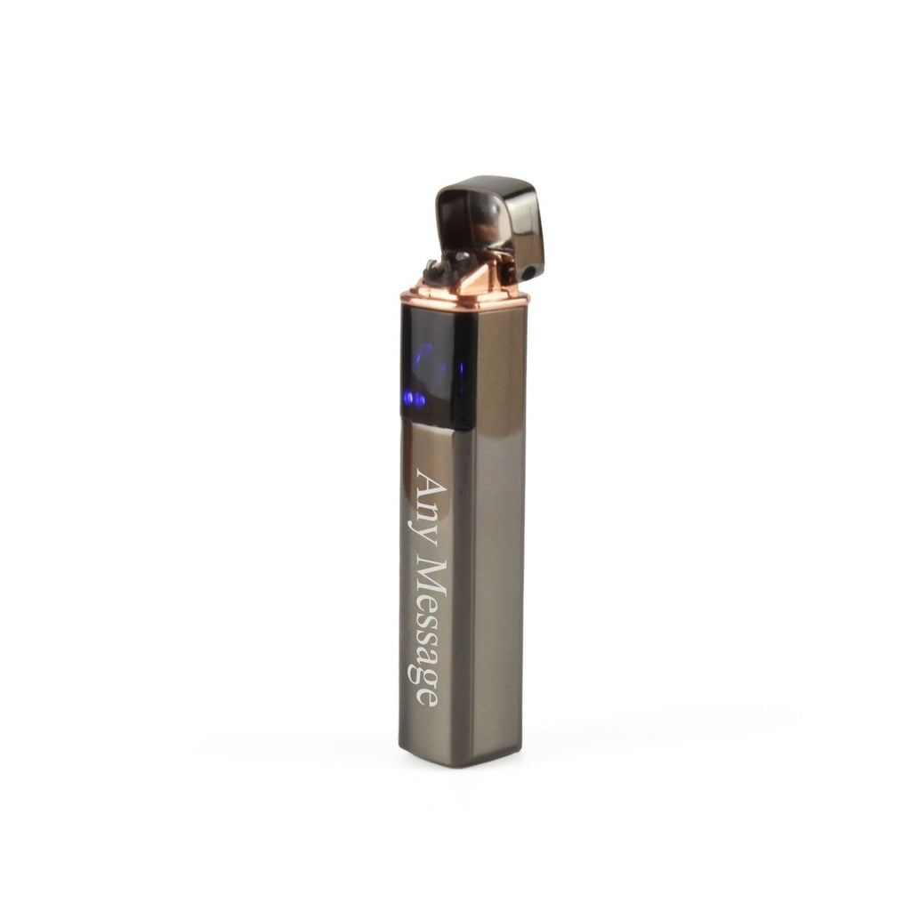 Engraved Slim Electric Lighter Black Any Message Gift Boxed