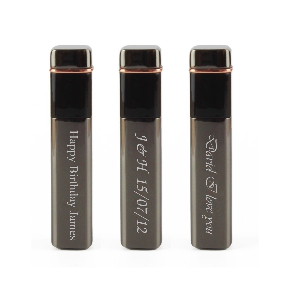Engraved Slim Electric Lighter Black Any Message Gift Boxed