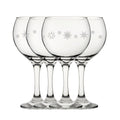 Engraved Snowflake Pattern Gin Balloon Set of 4 22.5oz Glasses