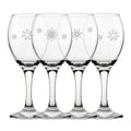 Engraved Snowflake Pattern Pure Wine Set of 4 11oz Glasses