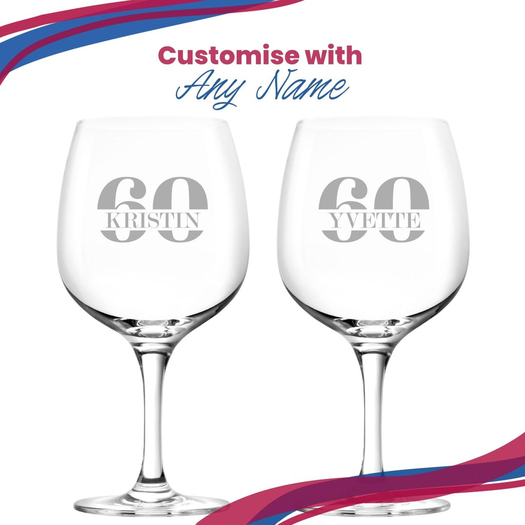 Engraved Spanish Gin Copa Balloon Cocktail Glass with Name in 60 Design
