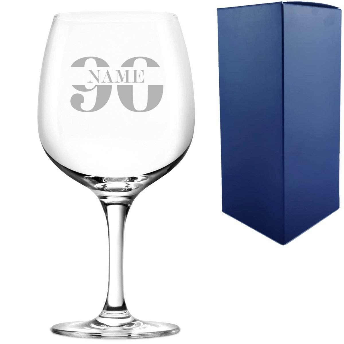 Engraved Spanish Gin Copa Balloon Cocktail Glass with Name in 90 Design