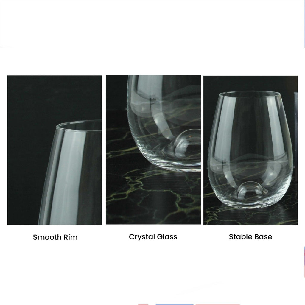 Personalised Engraved Stemless Wine Solutions Bordeaux Glass 15oz, Gift Boxed, Birthday Christmas Wedding Gift