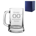 Engraved  Tankard Beer Mug Stein Happy 20,30,40,50... Birthday Pixelated Design Gift Boxed
