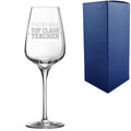 Engraved Teacher Gift Wine Glass with Top Class Teacher Design
