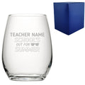 Engraved Teacher Stemless Wine Glass with School's Out For Summer Design