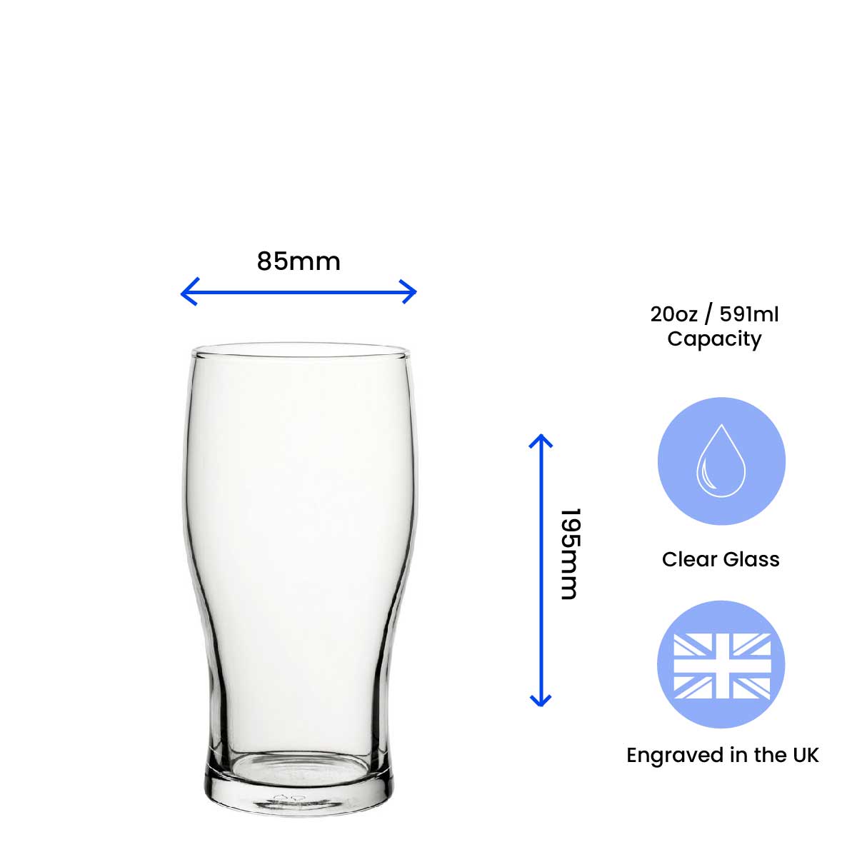 Personalised Engraved Tulip Pint Glass Wedding Beer Birthday - Any Message Engraved